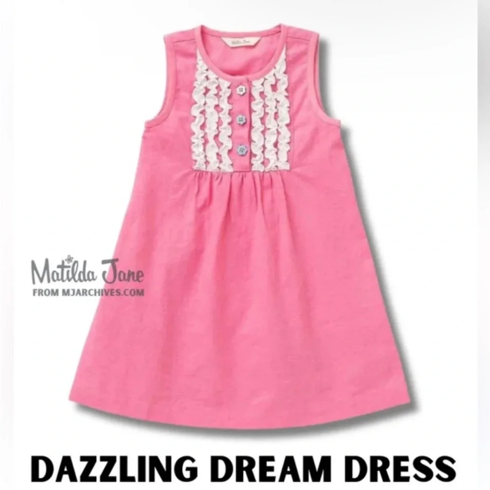 Matilda Jane Sleeveless Dress. Girl’s Sz-6 Pink | Ruffles | Dazzling Dream Dress